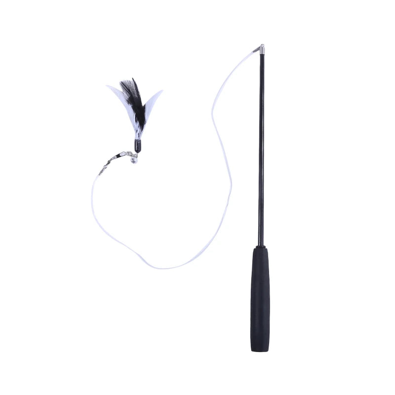 Pet Cat Toy Super Long Three Section Telescopic Rod Cat Teaser Stick Feather Replacement Head Cat Teaser Supplies New