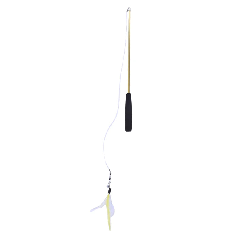 Pet Cat Toy Super Long Three Section Telescopic Rod Cat Teaser Stick Feather Replacement Head Cat Teaser Supplies New