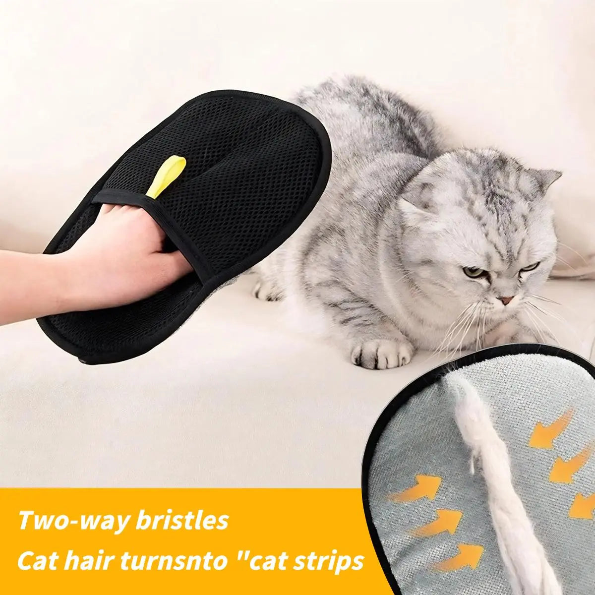 2025 Upgraded Electrostatic Pet Hair Cleaner Glove - Easy to Wear, Breathable Mesh Fabric, Elasticized Wrist Cuff Fur Removal Tool for Furniture, Reusable Alternative to Small & Large Animal Hair Mitts & Rollers