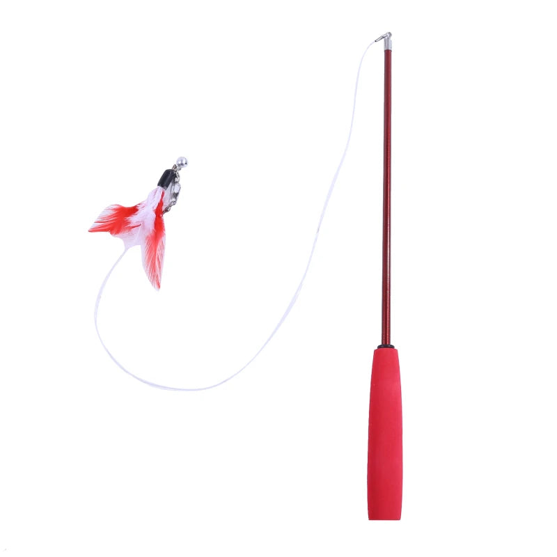 Pet Cat Toy Super Long Three Section Telescopic Rod Cat Teaser Stick Feather Replacement Head Cat Teaser Supplies New