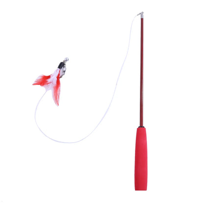 Pet Cat Toy Super Long Three Section Telescopic Rod Cat Teaser Stick Feather Replacement Head Cat Teaser Supplies New