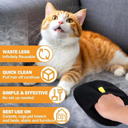 2025 Upgraded Electrostatic Pet Hair Cleaner Glove - Easy to Wear, Breathable Mesh Fabric, Elasticized Wrist Cuff Fur Removal Tool for Furniture, Reusable Alternative to Small & Large Animal Hair Mitts & Rollers
